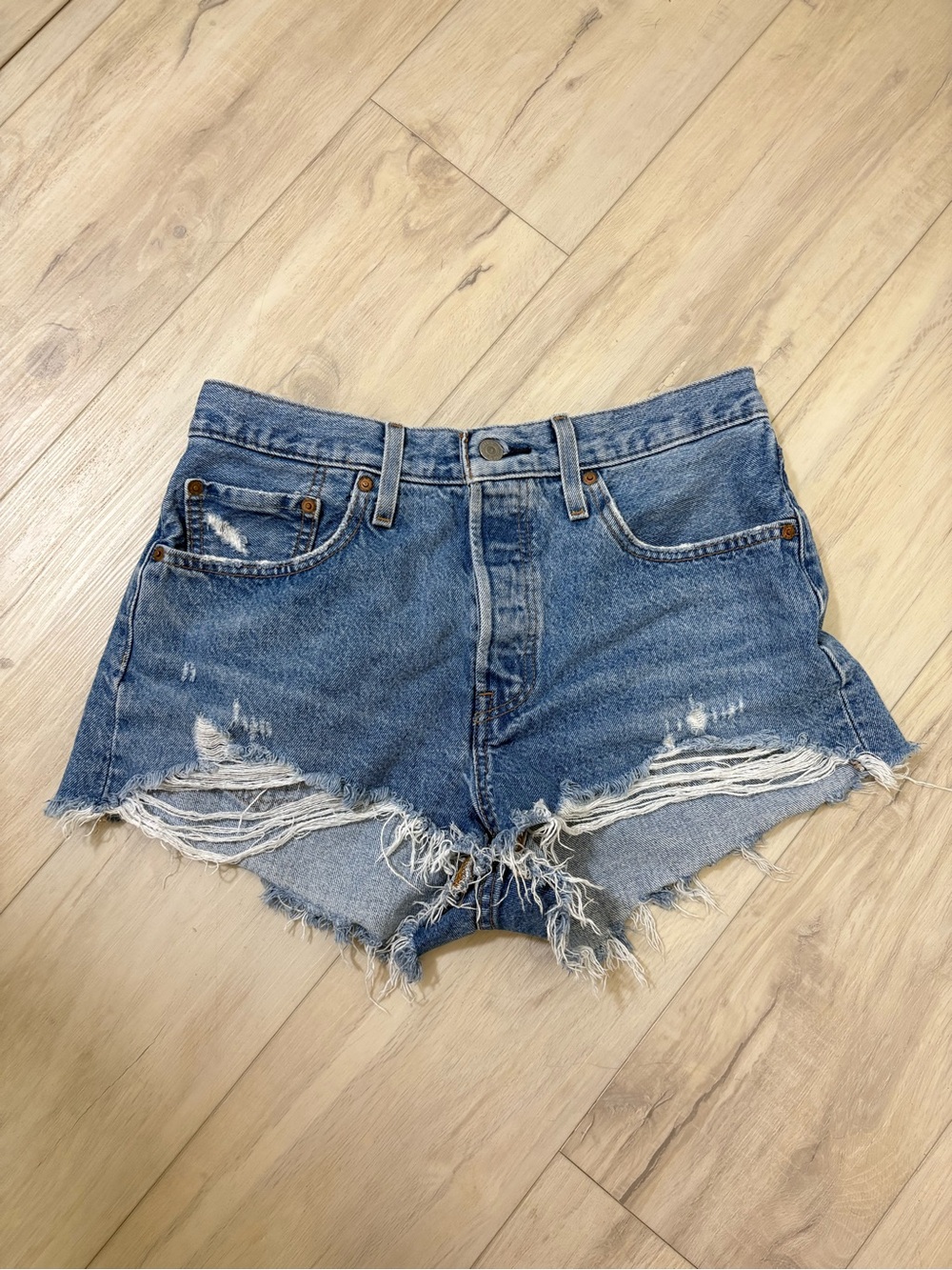 Levi’s Denim Distressed High-Rise Women’s Shorts - Blue Sz 30